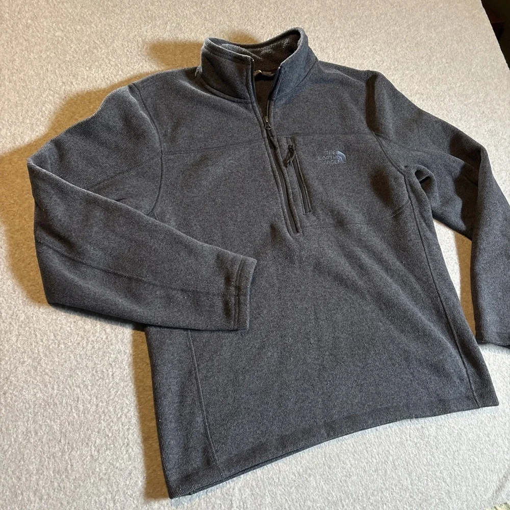 Mens Quarter Zip Pullover Fleece North Face Mens Sz L Blue Very‎ Good Cond.
